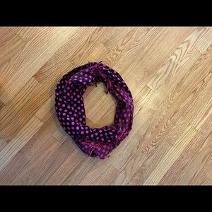 Black and hot pink scarf with polka dots